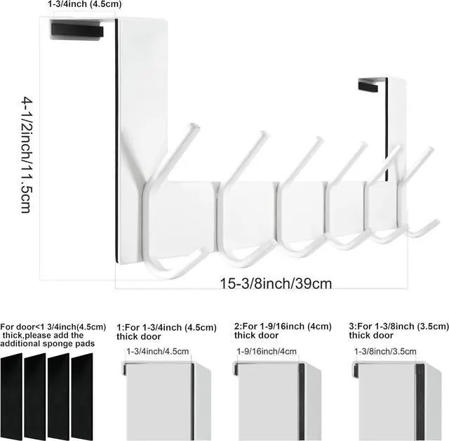 Alt view image 2 of 7 - Over The Door Hooks Over Door Towel Rack Door Hanger Door Coat Hanger Door Coat Rack Door Hooks for Hanging Clothes Back of Door White