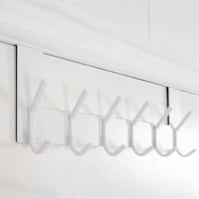 Alt view image 5 of 7 - Over The Door Hooks Over Door Towel Rack Door Hanger Door Coat Hanger Door Coat Rack Door Hooks for Hanging Clothes Back of Door White