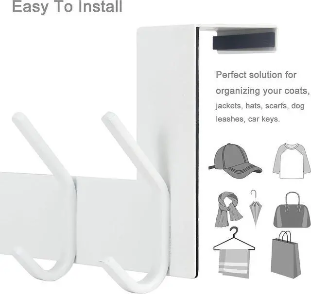 Alt view image 6 of 7 - Over The Door Hooks Over Door Towel Rack Door Hanger Door Coat Hanger Door Coat Rack Door Hooks for Hanging Clothes Back of Door White