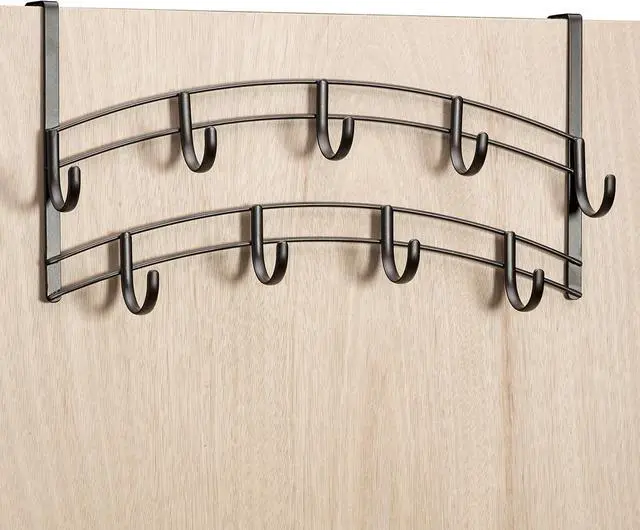 Alt view image 2 of 4 - Professional? Home? Over Door Hooks Rack - 9 Hook Over Door Hanger - Over Door Towel Rack - Hanging Towels or Clothes - Bathroom Bedroom or Laundry Room - Lifetime Ltd. Warranty - Bronze