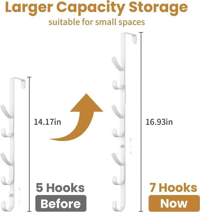 Alt view image 2 of 7 - Over The Door Hooks Metal Door Hooks for Hanging Door Purse Organizer for Door Coat Hanger Back of Shower for Hanging Towel Rack Clothes Hat Bathroom Bathroom Dorm Bedroom Closet (White-2Packs)