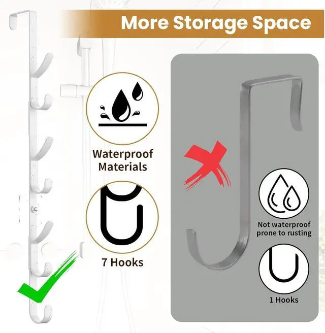 Alt view image 4 of 7 - Over The Door Hooks Metal Door Hooks for Hanging Door Purse Organizer for Door Coat Hanger Back of Shower for Hanging Towel Rack Clothes Hat Bathroom Bathroom Dorm Bedroom Closet (White-2Packs)