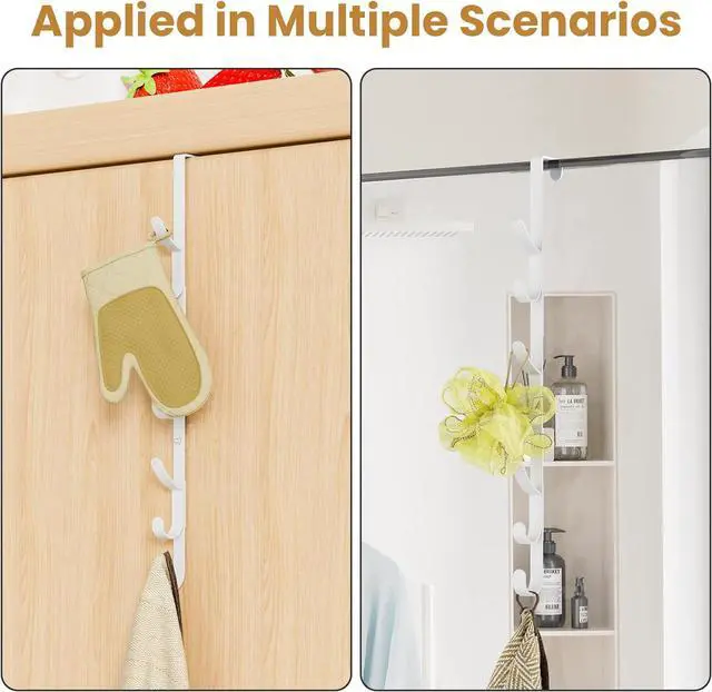 Alt view image 5 of 7 - Over The Door Hooks Metal Door Hooks for Hanging Door Purse Organizer for Door Coat Hanger Back of Shower for Hanging Towel Rack Clothes Hat Bathroom Bathroom Dorm Bedroom Closet (White-2Packs)