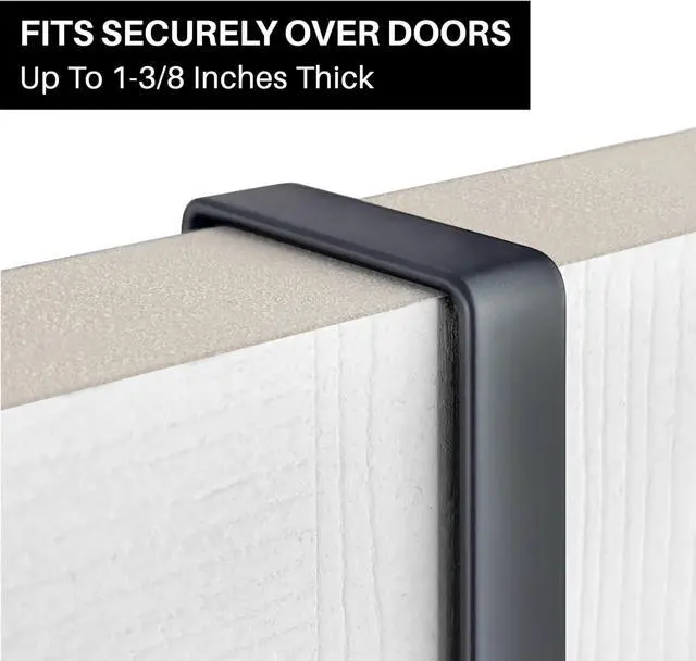 Alt view image 6 of 7 - Professional? Home? Over Door Hooks Rack - 14 Hook Over Door Hanger - Over Door Towel Rack - Hanging Towels or Clothes - Bathroom Bedroom or Laundry Room - Lifetime Ltd. Warranty - Black