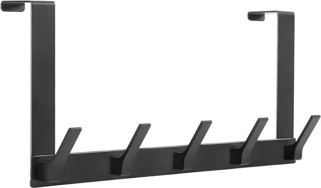 Main image of Over The Door Hooks Door Hanger Hook Over The Door Towel Rack for Bathroom Door Towel Hanger for Hanging Clothes Hat (Black 1 Pack)