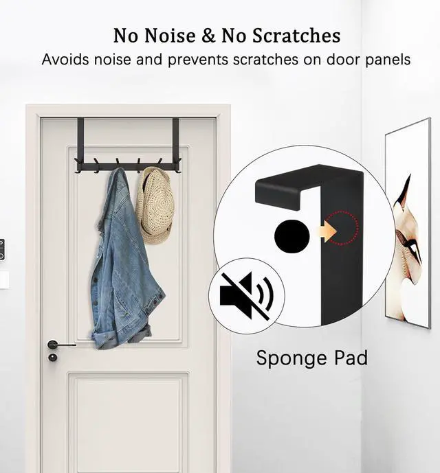 Alt view image 4 of 7 - DOKU Over The Door Hook Heavy Duty Over Door Hanger Holder for Coat Robe Hat Clothe Towels Hanging Bathroom Organizer Towel Rack 12 Hooks Matte Black
