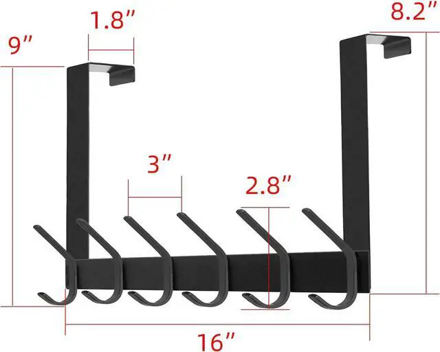 Alt view image 6 of 7 - DOKU Over The Door Hook Heavy Duty Over Door Hanger Holder for Coat Robe Hat Clothe Towels Hanging Bathroom Organizer Towel Rack 12 Hooks Matte Black