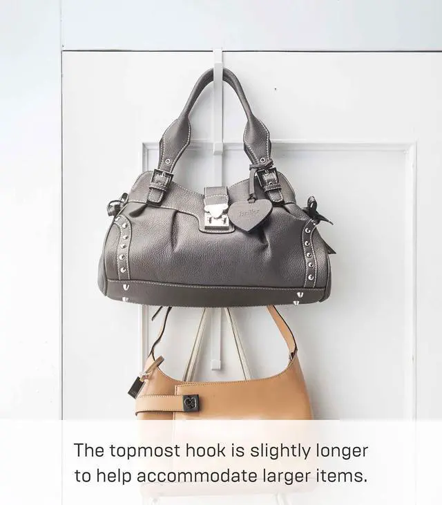 Alt view image 4 of 7 - Yamazaki Home Over The Door Hooks - Vertical Hanging Coat Rack Steel Over-the-Door No Assembly Req. Fits Doors up to 1.375 thick white