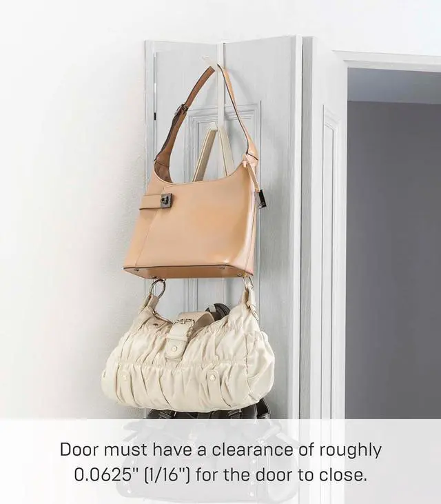 Alt view image 6 of 7 - Yamazaki Home Over The Door Hooks - Vertical Hanging Coat Rack Steel Over-the-Door No Assembly Req. Fits Doors up to 1.375 thick white