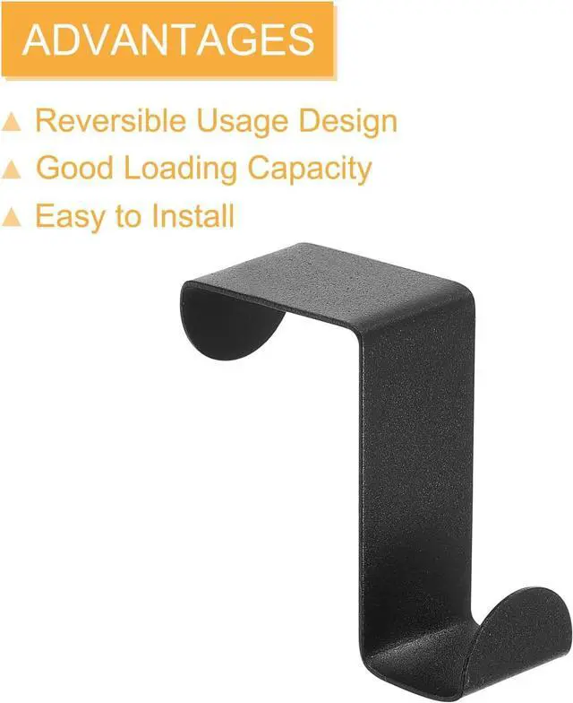 Alt view image 3 of 5 - Over The Door Hooks 2pcs - Stainless Steel Door Hangers Hooks S-Shaped Double Hooks for Hanging Clothes Hats Towels (Black)