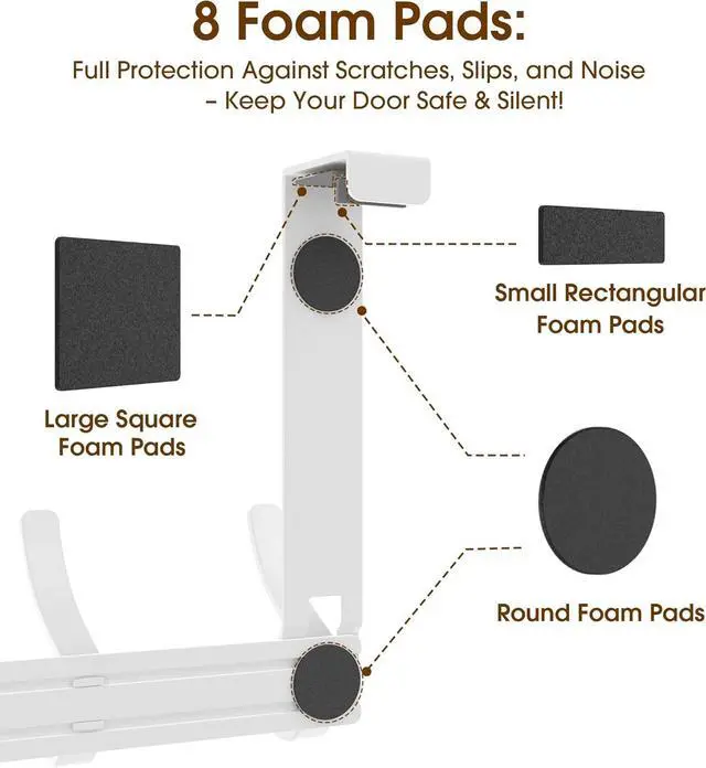 Alt view image 6 of 7 - Over The Door Hooks Hanger with 7 inches Extended Arms Tool-Free Assembly Fits 1 3/8 Doors F18U Bathroom Towel Rack Organization Thickened 6-Double Hook Glossy White