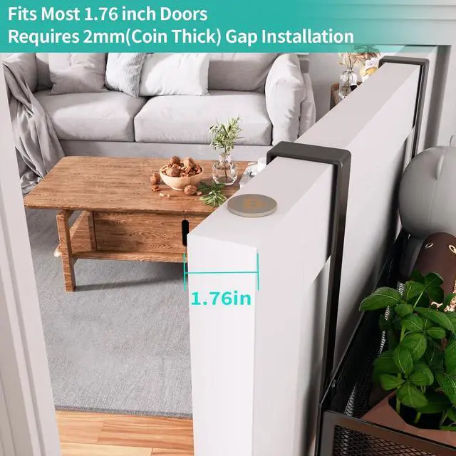 Alt view image 4 of 7 - Over The Door Hanger with Coat Hooks and 2 Baskets Rustproof & Waterproof Over The Door Hooks Storage Organizer for Hats Bathroom Kitchen Bedroom-Black (for 1.76in Doors)