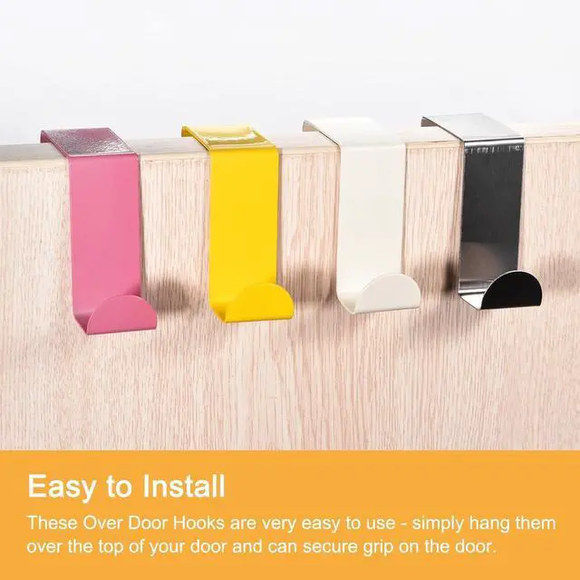 Alt view image 5 of 5 - Over The Door Hooks 2pcs - Stainless Steel Door Hangers Hooks S-Shaped Double Hooks for Hanging Clothes Hats Towels (Black)