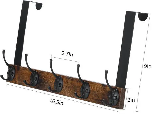 Alt view image 2 of 7 - Over The Door Hooks Wooden Door Hanger Door Hanger Hook Over The Door Towel Rack Door Coat Hanger Door Coat Rack Door Hooks for Hanging Towels Clothes Hats