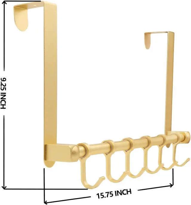 Alt view image 2 of 7 - Over The Door Hooks Door Hanger Moving 6-Hooks Over Door Coat Rack for Hanging Aluminum Heavy Duty Door Organizer for Towel Robe Hat Bag Behind Back of Door Bathroom (Gold)