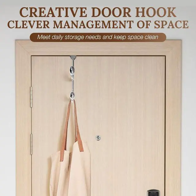 Alt view image 2 of 7 - Traditional Over The Door Double Hooks Organizer for Hanging Coats Hats Towels Purses in Bedroom Bathroom Laundry Room and More - Silver