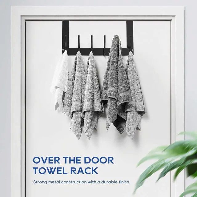 Alt view image 3 of 7 - Over The Door Hooks No Assembly Required Door Hanger Hook Sturdy Over The Door Coat Rack Over Door Hanger Door Hooks for Hanging Clothes Towels Hats Matte Black