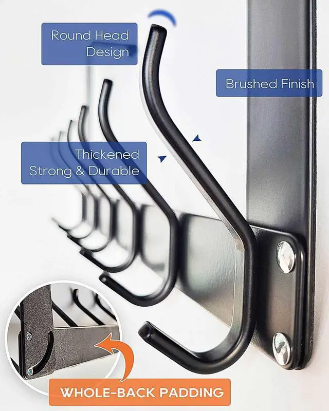 Alt view image 6 of 7 - Over The Door Hooks No Assembly Required Door Hanger Hook Sturdy Over The Door Coat Rack Over Door Hanger Door Hooks for Hanging Clothes Towels Hats Matte Black