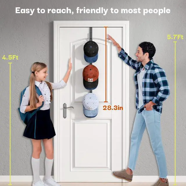 Alt view image 4 of 7 - Over The Door Hooks Long with 6 Hooks Behind The Door Towel Racks for Bathroom Door Purse Bag Coat Robe Hanger Hat Clothes Hanging Organizer with Non-Slip Pads & Suction Cups 28.3 Inches Black