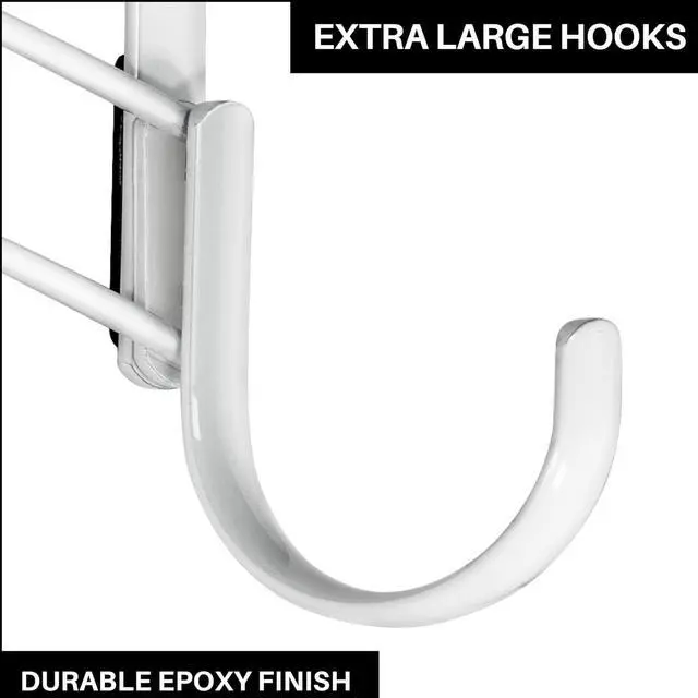 Alt view image 3 of 6 - Professional? Home? Over Door Hooks Rack - 14 Hook Over Door Hanger - Over Door Towel Rack - Hanging Towels or Clothes - Bathroom Bedroom or Laundry Room - Lifetime Ltd. Warranty - White