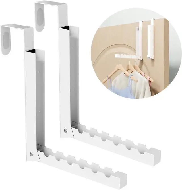 Main image of Over The Door Hanger Folding Clothes Drying Rack Folding Hanging Coat Rack for Indoor Laundry Room Compact Small Space Foldable Portable Clothing Hanger Hook Collapsible- 2 Pack