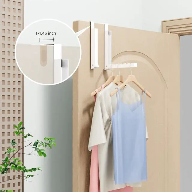 Alt view image 2 of 7 - Over The Door Hanger Folding Clothes Drying Rack Folding Hanging Coat Rack for Indoor Laundry Room Compact Small Space Foldable Portable Clothing Hanger Hook Collapsible- 2 Pack