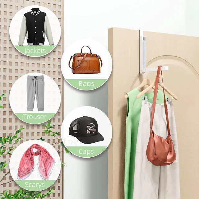 Alt view image 3 of 7 - 2 Pack Over The Door Hanger Folding Over The Door Drying Rack for Laundry Overdoor Hanger Hook Coat Rack Portable Small Clothes Drying Rack for Dorm White