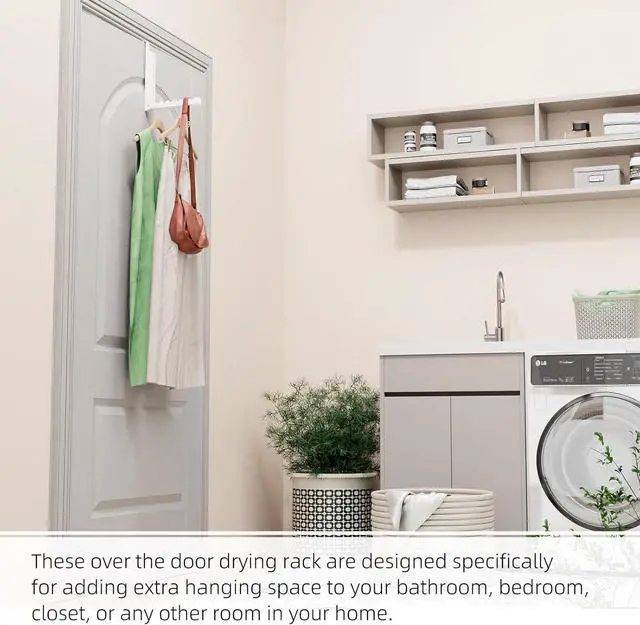 Alt view image 4 of 7 - Over The Door Hanger Folding Clothes Drying Rack Folding Hanging Coat Rack for Indoor Laundry Room Compact Small Space Foldable Portable Clothing Hanger Hook Collapsible- 2 Pack