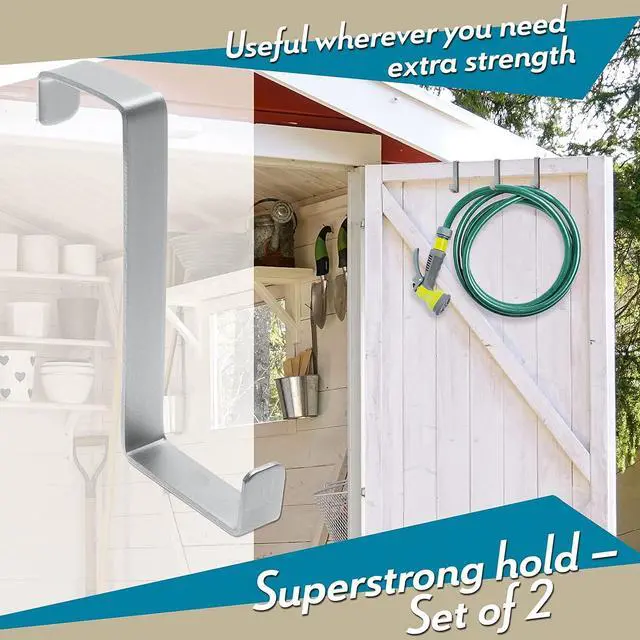 Alt view image 4 of 7 - Over The Door Hooks 3 + 2 Pack - 2-Sided Stainless Steel Coat Hanger Fits Door 1 3/8 & 1 3/4 Towel Holder with Anti-Scratch & Anti-Slip Pads - Hooks for Hanging for Daily Use Wreath Hanger
