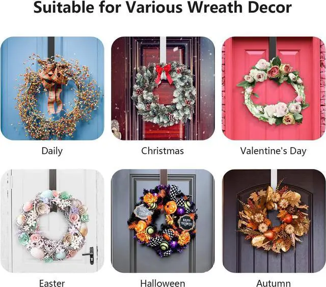 Alt view image 6 of 7 - Wreath Hanger Adjustable Over The Door Wreath Hanger from 14.9 to 25 Inches & Wreath Holder & Wreath Door Hanger for Front Door Decor 20 lbs Larger Christmas Decorations Hook (Black)
