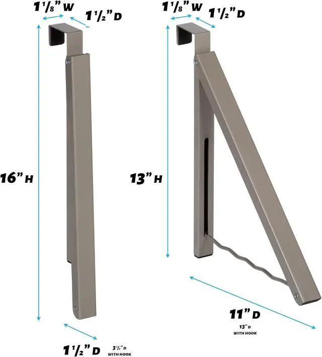 Alt view image 5 of 7 - HOLDN STORAGE Over The Door Hanger - Single Foldable Rack Organizer for Hanging Clothes Coats & Towels Ideal for Dorm Rooms Laundry Bathrooms Etc - Holds up to 20 LBs Collapsible - Satin Nickel