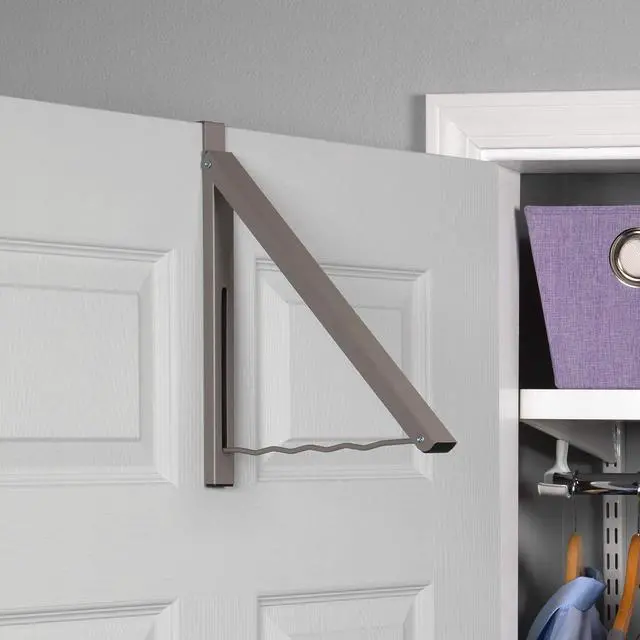 Alt view image 6 of 7 - HOLDN STORAGE Over The Door Hanger - Single Foldable Rack Organizer for Hanging Clothes Coats & Towels Ideal for Dorm Rooms Laundry Bathrooms Etc - Holds up to 20 LBs Collapsible - Satin Nickel