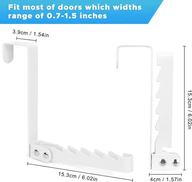 Alt view image 2 of 7 - Over The Door Hooks Hanger 2 Pack Collapsible Folding Over The Door Organizer Rack Space Saving Hanging Storage Hanger for Clothes Coats Towels for Bedroom Bathroom White