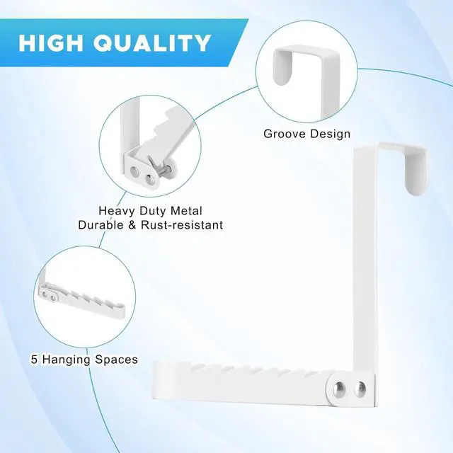 Alt view image 3 of 7 - Over The Door Hooks Hanger 2 Pack Collapsible Folding Over The Door Organizer Rack Space Saving Hanging Storage Hanger for Clothes Coats Towels for Bedroom Bathroom White