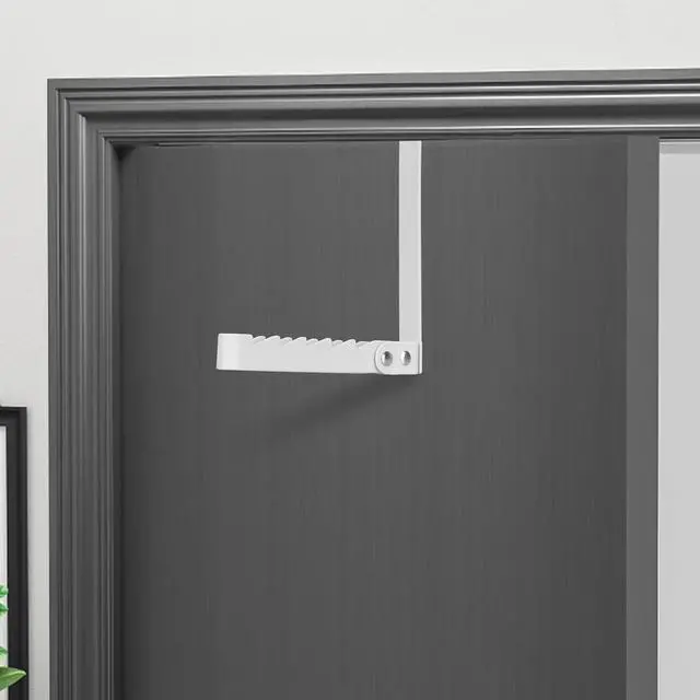 Alt view image 5 of 7 - Over The Door Hooks Hanger 2 Pack Collapsible Folding Over The Door Organizer Rack Space Saving Hanging Storage Hanger for Clothes Coats Towels for Bedroom Bathroom White