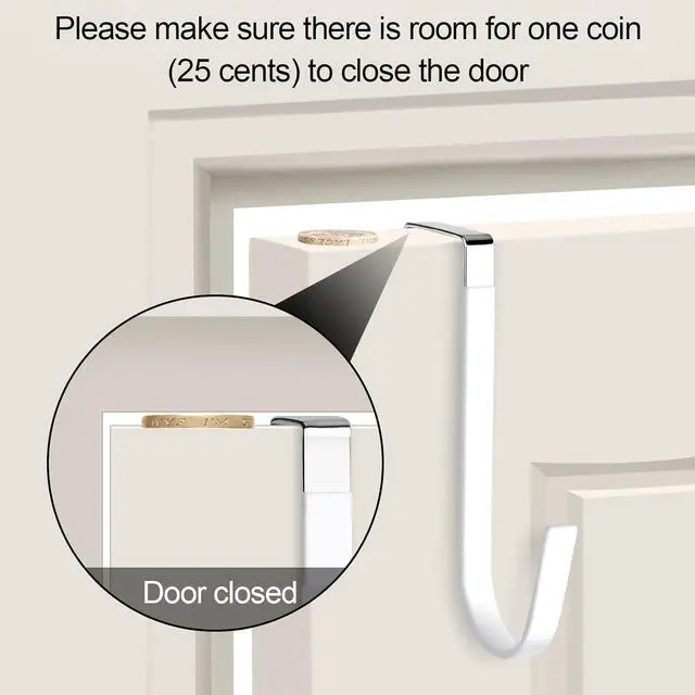 Alt view image 4 of 7 - 6 Pack Over The Door Hooks Sturdy Metal Single Over Door Hooks White Door Hanger Hook Door Hooks for Hanging Towels Clothes Bathroom Hold Up to 7Lbs