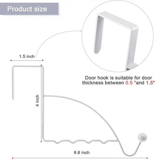 Alt view image 2 of 7 - 2 Pcs Over The Door Hooks Over Door Hanger Sturdy Valet Hooks Mounted Hanging Storage Organizer Rack for Clothes Coats Towels Hats Scarves Purses(White)