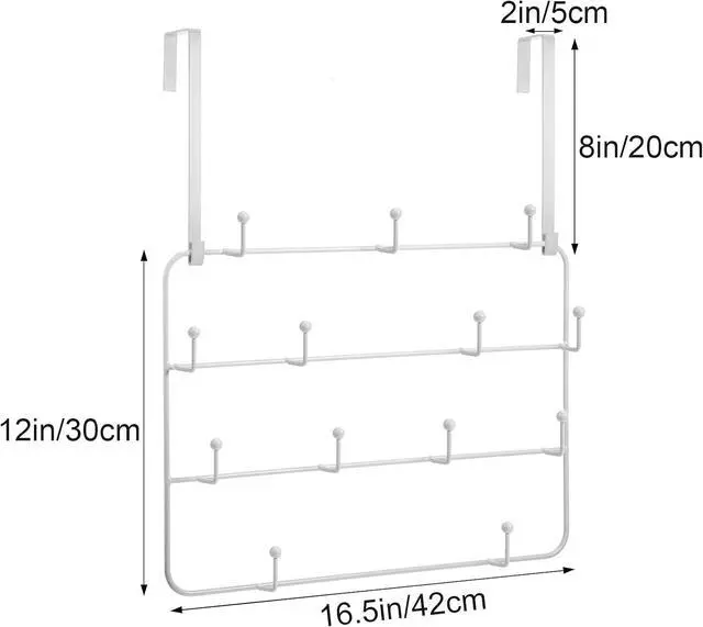 Alt view image 2 of 7 - Over The Door Hooks Hanger Rack Multi Use Metal Over The Door Hook Stainless Steel Rustproof Hanger for Coats Hats Robes Clothes Towels(White 1 Set)