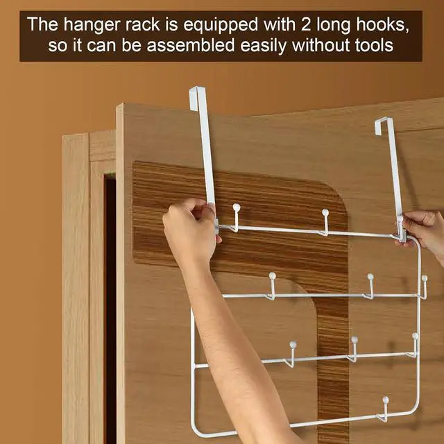Alt view image 3 of 7 - Over The Door Hooks Hanger Rack Multi Use Metal Over The Door Hook Stainless Steel Rustproof Hanger for Coats Hats Robes Clothes Towels(White 1 Set)