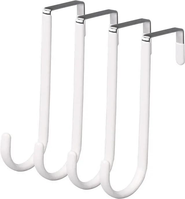 Main image of Over The Door Hooks 4 Pack Hangers Hooks with Rubber Prevent Scratches Heavy Duty Organizer for Living Room Bathroom Bedroom Kitchen Hanging Clothes Towels Hats Coats