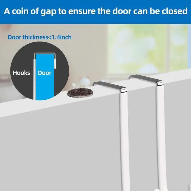 Alt view image 4 of 5 - Over The Door Hooks 4 Pack Hangers Hooks with Rubber Prevent Scratches Heavy Duty Organizer for Living Room Bathroom Bedroom Kitchen Hanging Clothes Towels Hats Coats