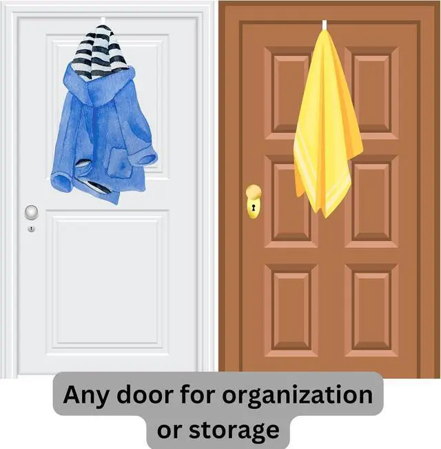 Alt view image 4 of 6 - 6-Pack Over-Door Plastic Valet Hook Set White for Coats Towels