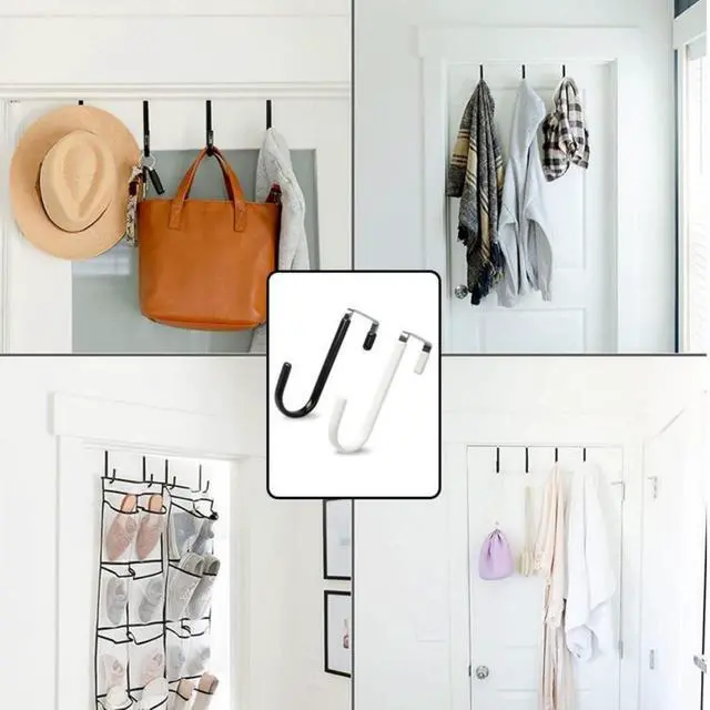 Alt view image 5 of 7 - Over The Door Hooks Door Hangers Hooks Extra Long 5 Rustproof Organizer Hook with Soft Rubber Padding No-Scratch Design for Towels Robes Coats Bags (6 Pack Black)