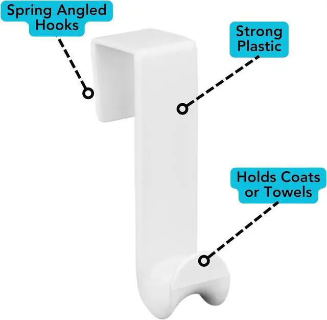 Alt view image 5 of 6 - 6-Pack Over-Door Plastic Valet Hook Set White for Coats Towels