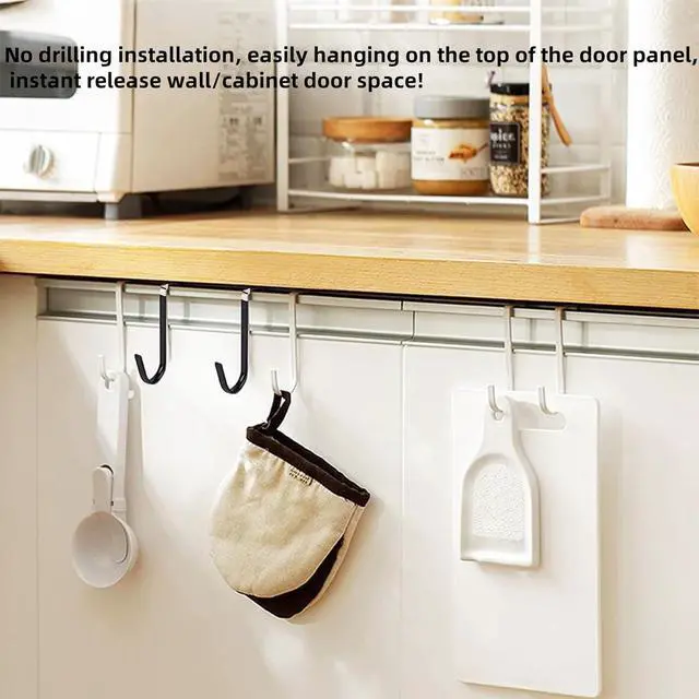 Alt view image 7 of 7 - Over The Door Hooks Door Hangers Hooks Extra Long 5 Rustproof Organizer Hook with Soft Rubber Padding No-Scratch Design for Towels Robes Coats Bags (6 Pack Black)