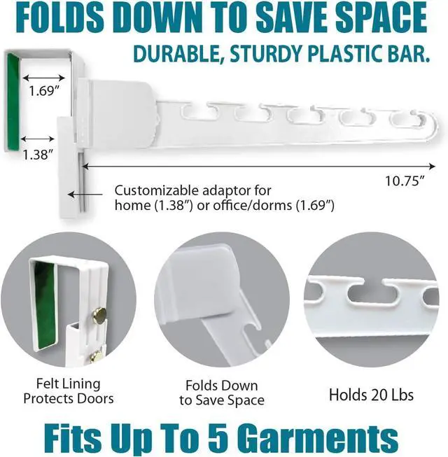 Alt view image 2 of 7 - Over The Door 2-Pack Organizer for Clothes Hangers Space-Saving Cascading Hanger Hooks White
