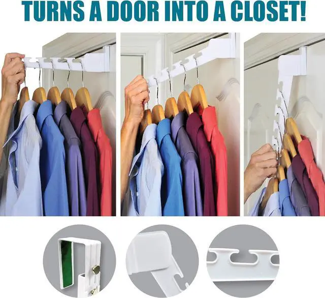 Alt view image 3 of 7 - Over The Door 2-Pack Organizer for Clothes Hangers Space-Saving Cascading Hanger Hooks White