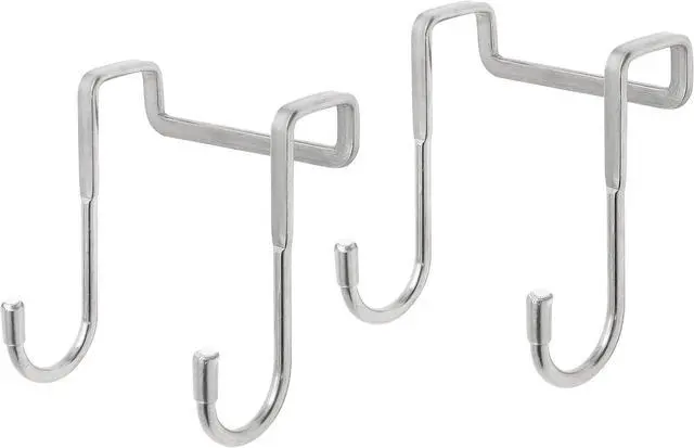 Main image of 2 Pack Over The Door Double Hanger Hooks 304 Stainless Steel Double S-Shaped Hooks Heavy Duty Door Hooks for Hanging Clothes Towels Coats and More Door Thickness Less Than 3/4 inch