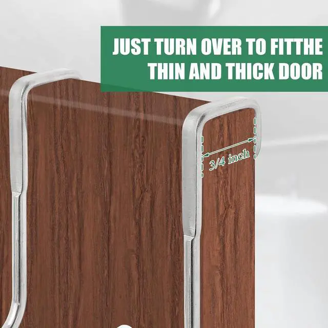 Alt view image 3 of 7 - 2 Pack Over The Door Double Hanger Hooks 304 Stainless Steel Double S-Shaped Hooks Heavy Duty Door Hooks for Hanging Clothes Towels Coats and More Door Thickness Less Than 3/4 inch