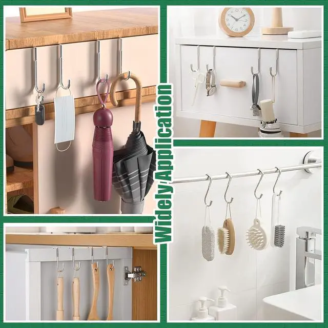 Alt view image 7 of 7 - 2 Pack Over The Door Double Hanger Hooks 304 Stainless Steel Double S-Shaped Hooks Heavy Duty Door Hooks for Hanging Clothes Towels Coats and More Door Thickness Less Than 3/4 inch